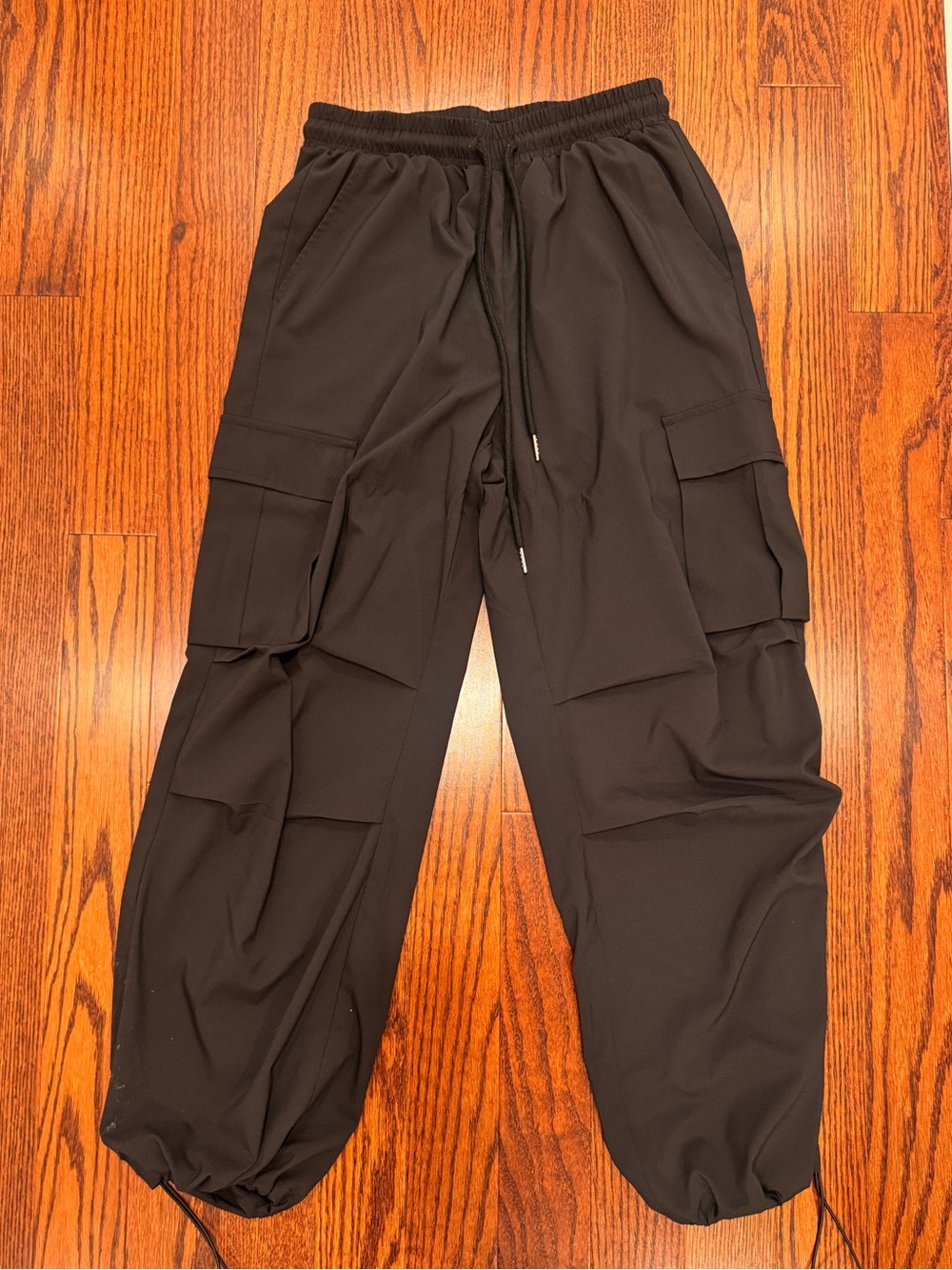 Women’s Black Cargo Jogger Pants - Drawstring Ankle